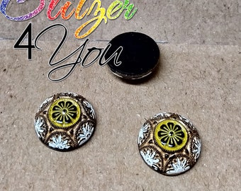 Set of 3 Vintage Bohemian Glass Buttons Button Cabochon