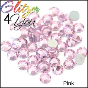 Pink DMC rhinestones No-Hotfix various sizes for nail art