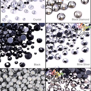 Silver Black Color Mix HotFix DMC Rhinestones Size Mix