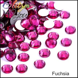 Fuchsia DMC rhinestones No-Hotfix various sizes for nail art