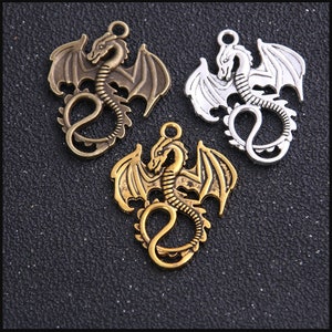 Ciondolo pendente drago 16 x 21 mm o 28 x 35 mm