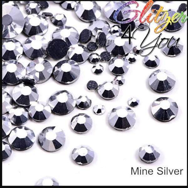 Mine Silver Hotfix DMC rhinestones various sizes