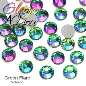 Green Volcano DMC rhinestones No-Hotfix various sizes for nail art