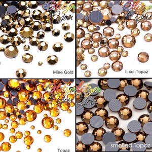 Gold color mix HotFix DMC rhinestones size mix