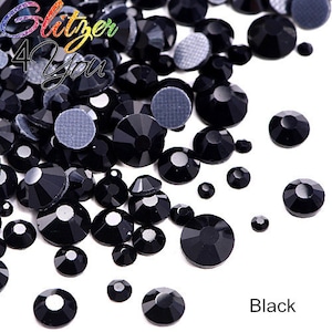 Jet Black Hotfix DMC rhinestones various sizes