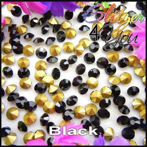 Jet Black DMC Chaton Pointed Back Rhinestone varios tamaños