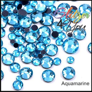 Aquamarine HotFix DMC rhinestones various sizes