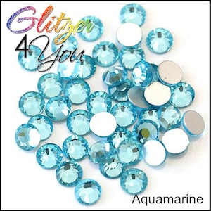 Aquamarine DMC rhinestones No-Hotfix various sizes for nail art