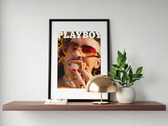 Bad Bunny Canvas Canvas Wall Art Vintage Music Art Playboy Cover Personalized Gift Playboy Bad Bunny Poster Home Decor Wall Art