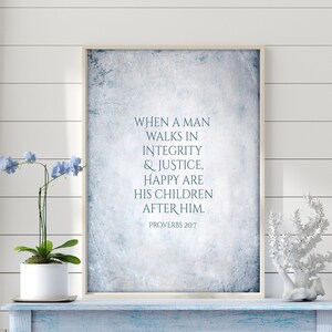 Inspirational Art for Men, Integrity, download, inspirational wall art, last-minute gift, Proverbs, Masculine, Success, Printable, 16x20