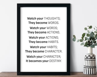 Think Good Thoughts Bumper Sticker - Positive Message Vinyl Decal 11.5x3 Inches