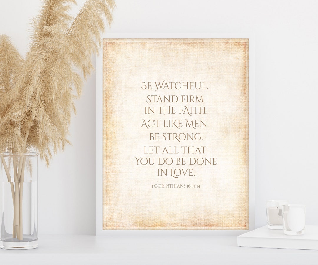 Manly Scripture Graphics Masculine Scripture Art: 1 Corinthians Verse, Vintage Look; Father's ...