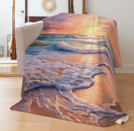 Beach scene throw blanket deals