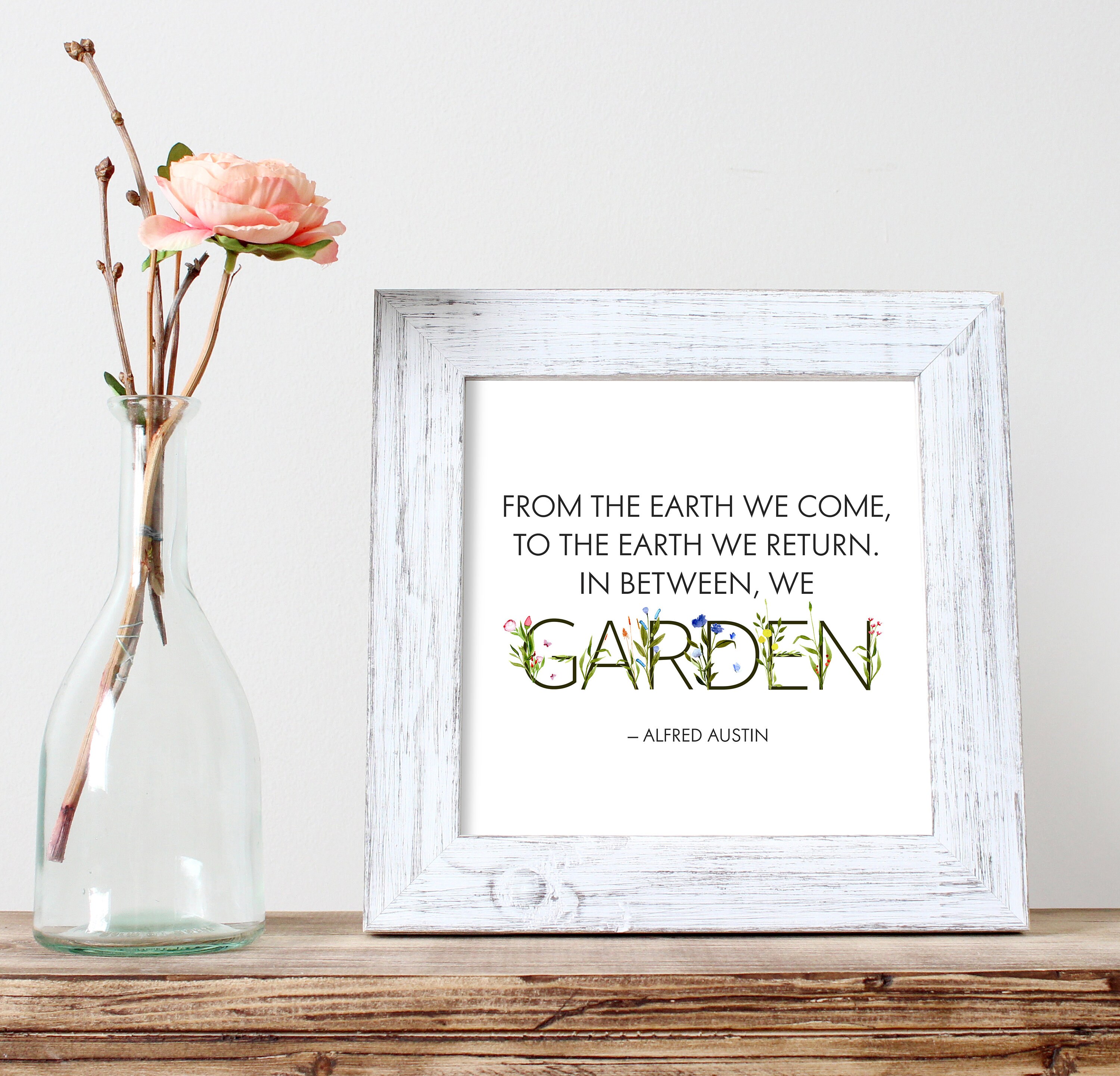 Garden Art Flowers Plants Green Thumb Quote Square Etsy