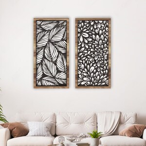 Wooden Wall Art Set, Wood Wall Decor, Wood Wall Art, Wood Wall Art Set, Flower Panel Wall