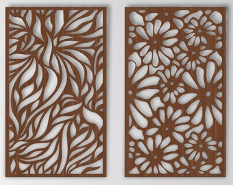 2 Holzblumen-Wanddekor, Blumen-Wohnkultur, Blumen-Hauswandkunst, Holzwanddekor