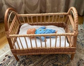 Wicker Doll Crib, Rattan Dolls Bed, Doll Bed, Bed for Dolls, Wicker Doll Cradle, Boho Nursery Decor, Barbie Doll Bed, Willow Doll Basket