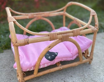 Rattan Doll Crib, Wicker Dolls Bed, Boho Nursery Decor, Doll Bed, Wicker Doll Cradle, Bed for Dolls, Willow Doll Basket, Wicker Baby Cradle