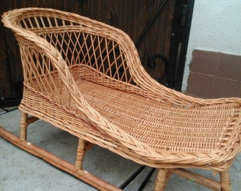 Snow Sledge, Winter Sleigh, Children&#39;s Sled, Sled, Santa&#39;s Sleigh, Wooden Sled, Sleigh, Rattan Kids Sleigh, Christmas Sleigh, Holiday Sled