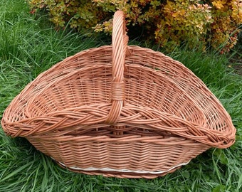 Firewood Basket with Handle, Wicker Log Carrier, Rattan Log Holder, Boho Firewood Storage, Big Log Basket, Fireplace Basket, Firewood Rack