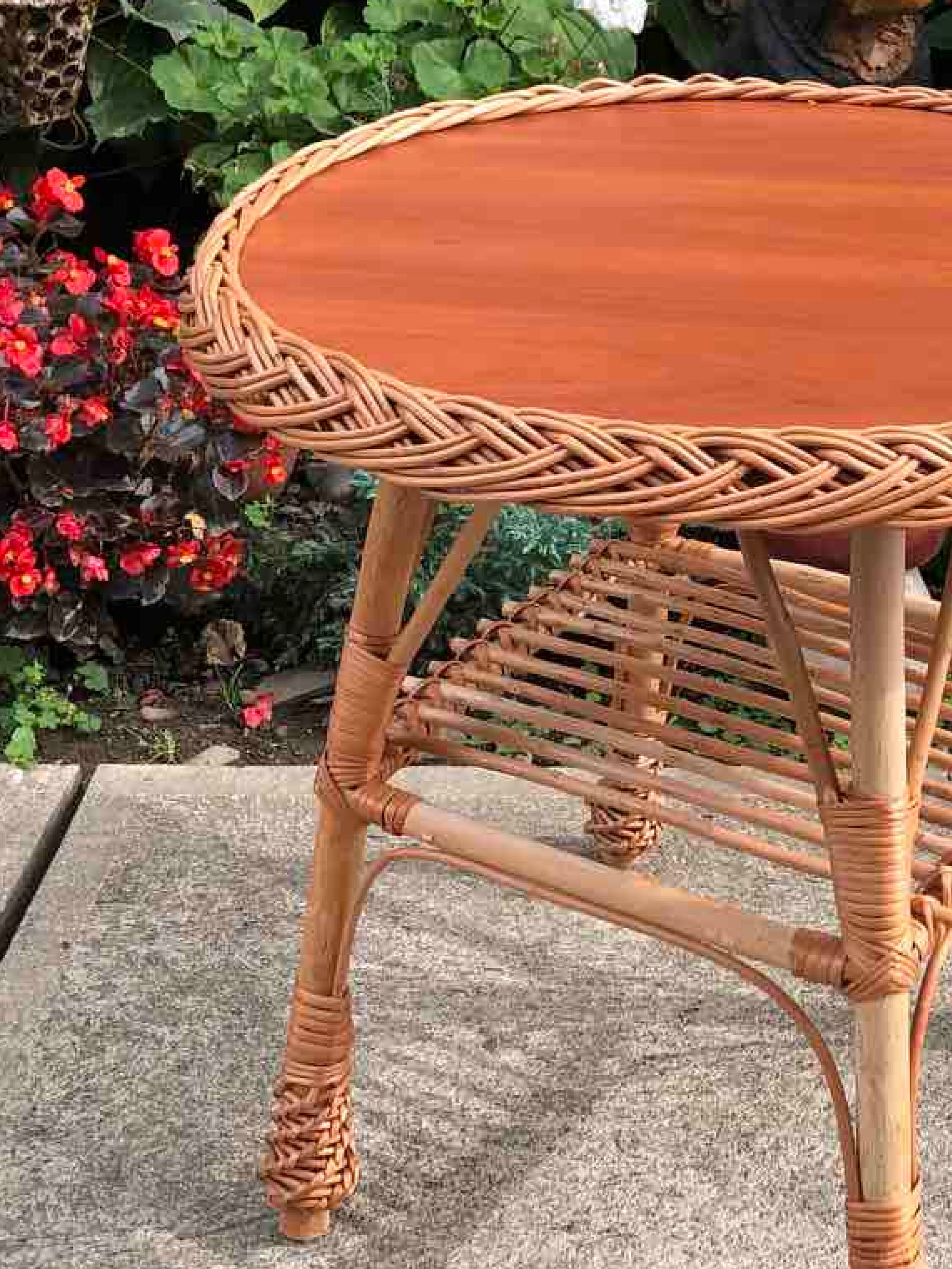 Wicker Table, Small Round Table, Vintage Wicker Coffee Table