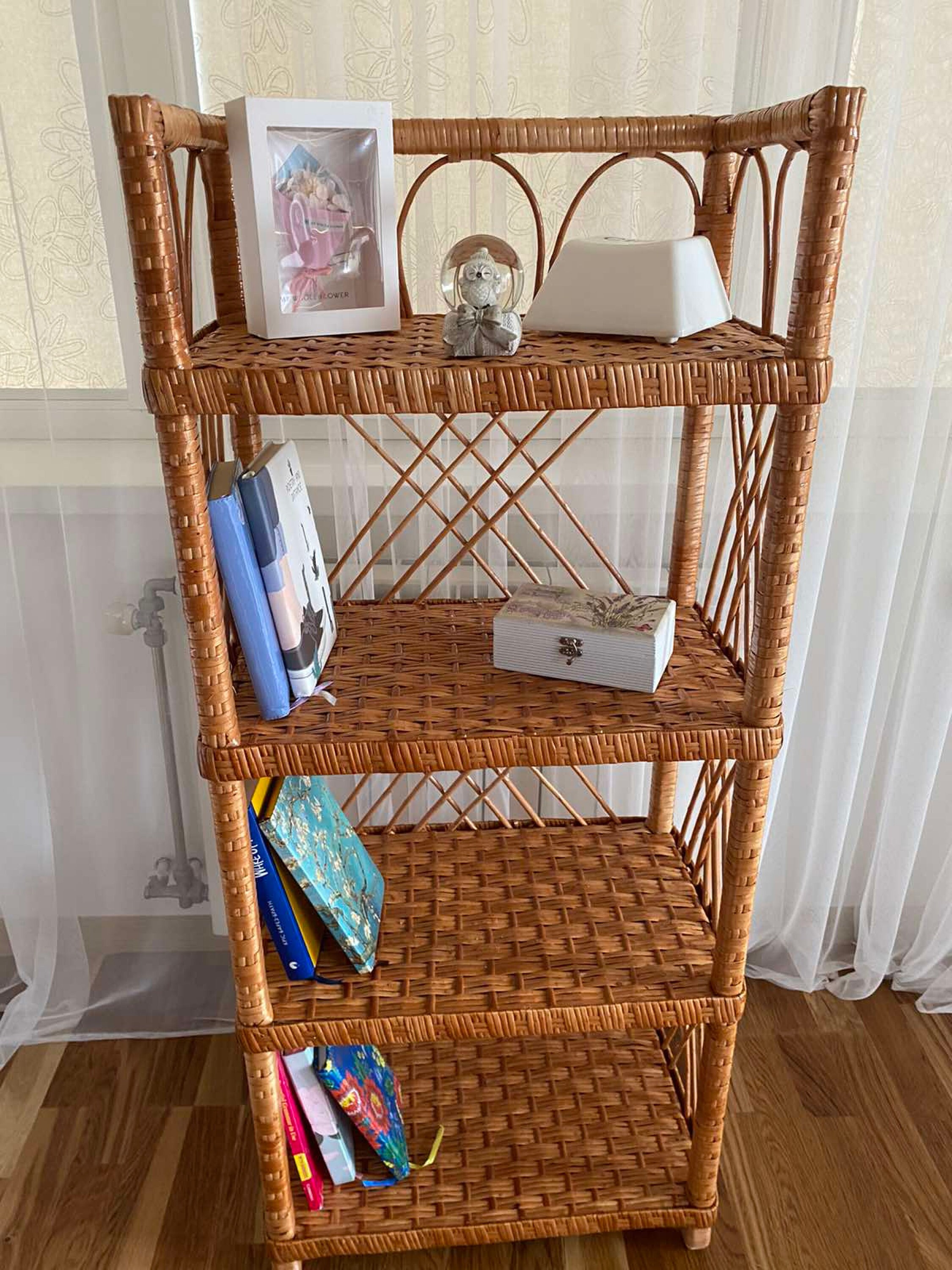 Wicker Shelving Unit, Rattan Storage Shelf, Kitchen Shelving Unit