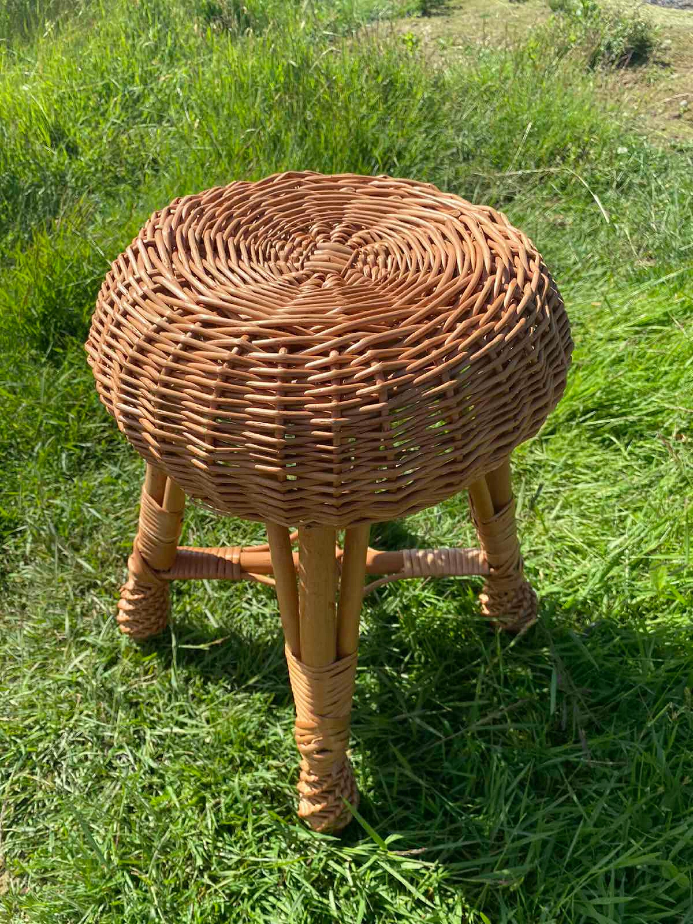 Wicker Stool Childs Bench Kids Stool Small Wooden Chair Wicker