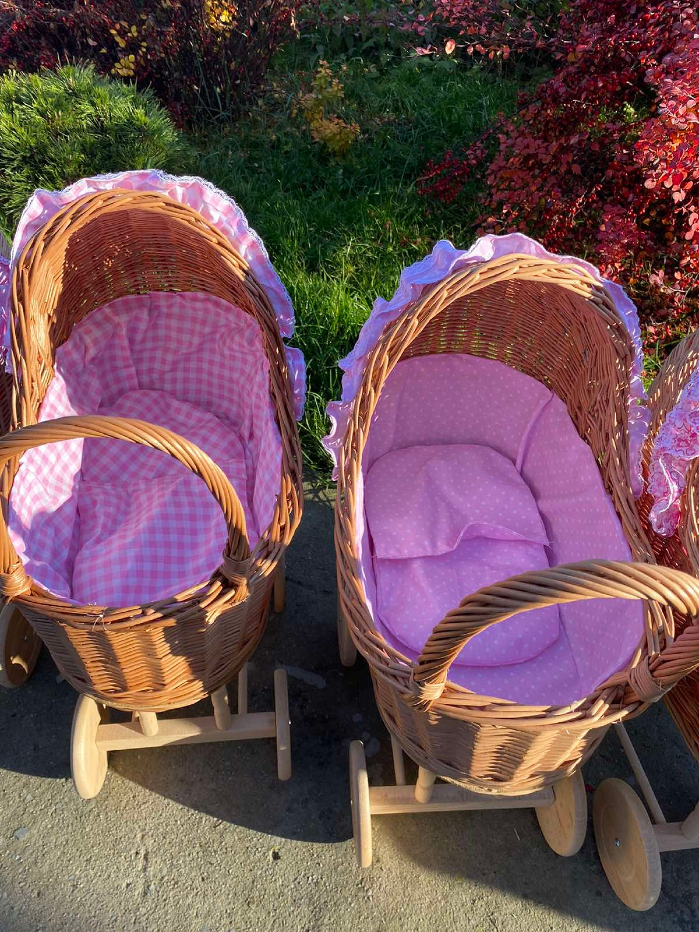 Wicker Doll Pram Rattan Baby Carriage Toy Doll Stroller Etsy