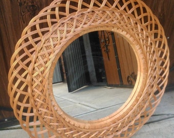 Wicker Mirror, Boho Vanity Mirror, Mirror Wall Decor, Large Rattan Mirror, Vintage Round Wall Mirror, Wall Decor, Circle Mirror for Wall