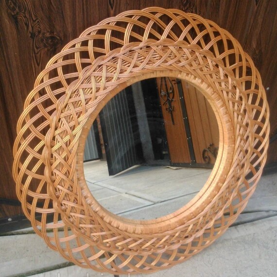 Wicker Mirror Boho Vanity Mirror Mirror Wall Decor Large Etsy