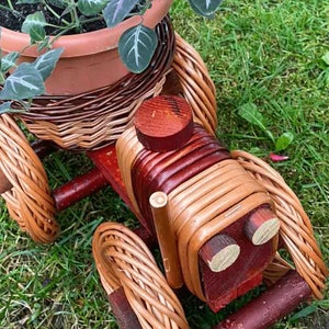 Train Planter with Pots, Wicker Indoor or Outdoor Planter, Succulent Pot, Boho Planter, Garden Decor, Flower Pot, Mid Century Indoor Planter image 4