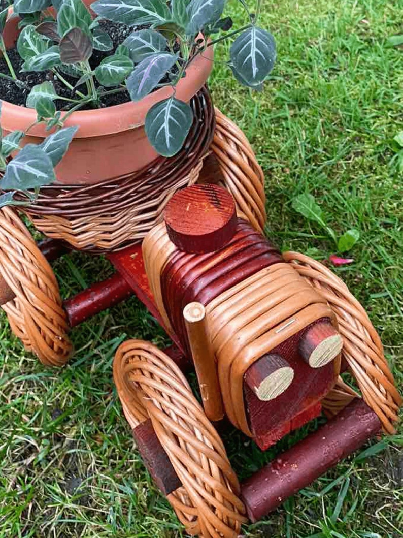 Train Planter with Pots, Wicker Indoor or Outdoor Planter, Succulent Pot, Boho Planter, Garden Decor, Flower Pot, Mid Century Indoor Planter image 4