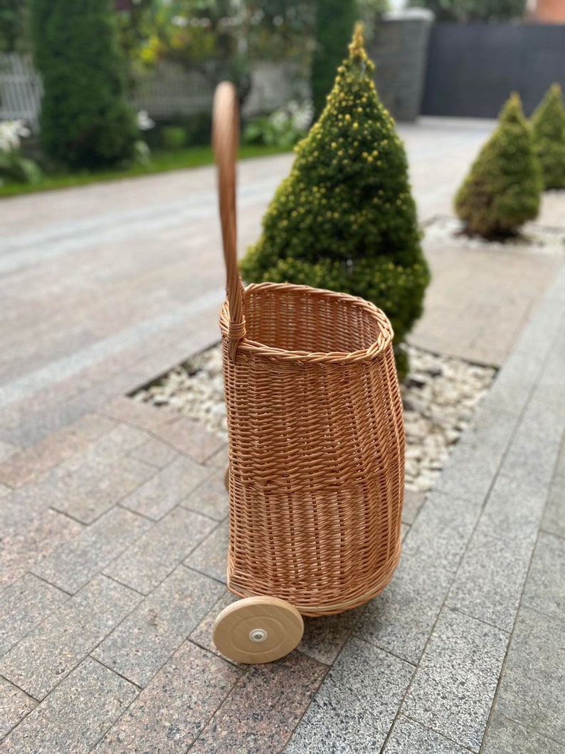 Wicker Trolley Rattan Shopping Trolley Shopping Cart Market Etsy