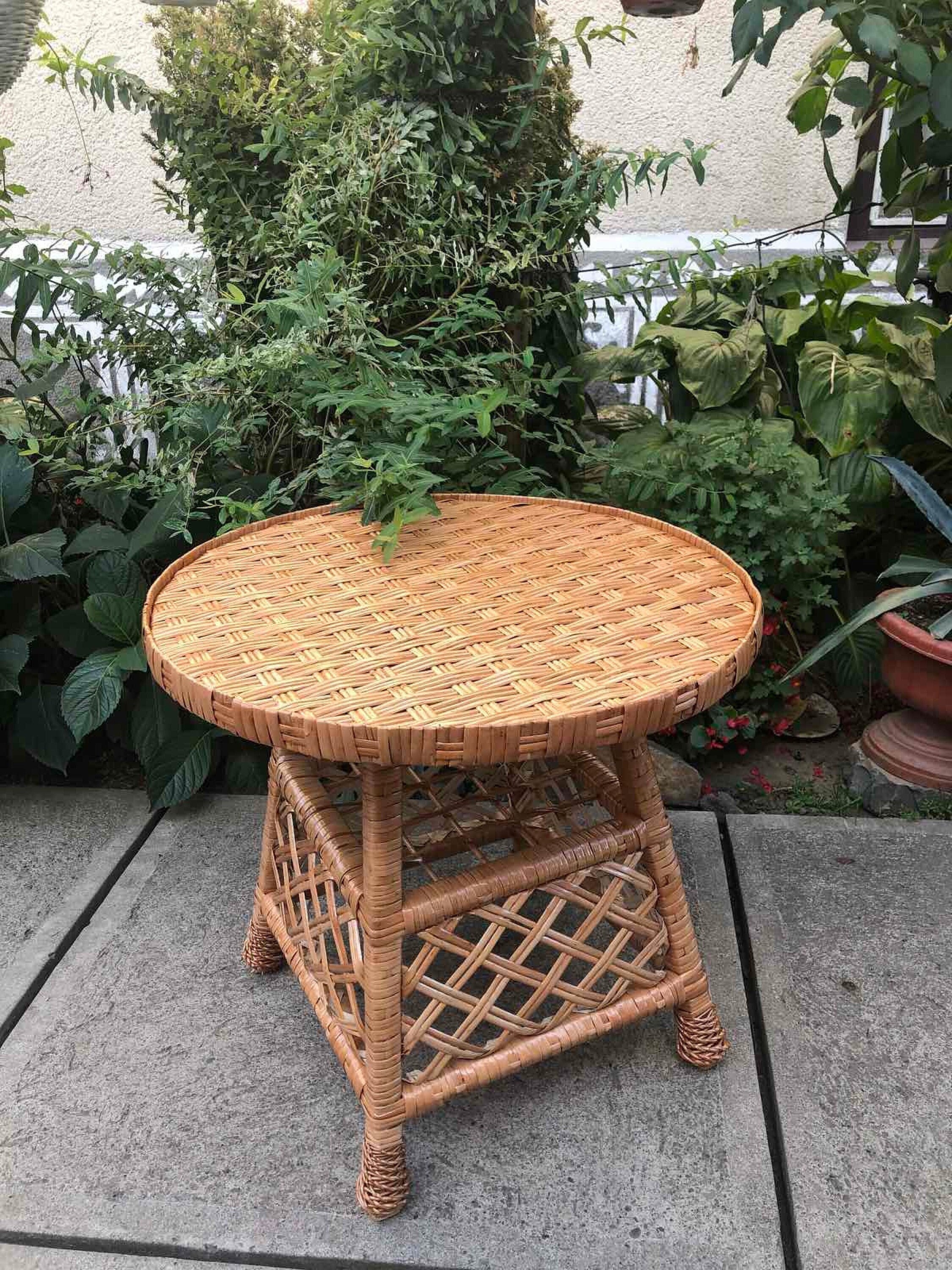 Halifax North America Rattan Wicker Side Table with Umbrella Hole | Mathis Home