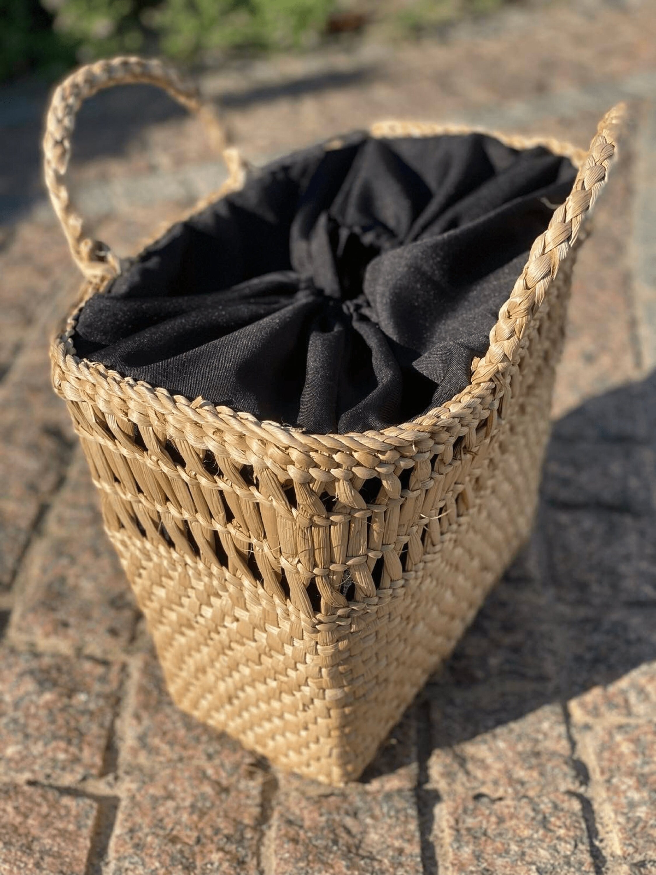 Wicker Top Handle Bag Boho Bag With Lining Small Market Etsy