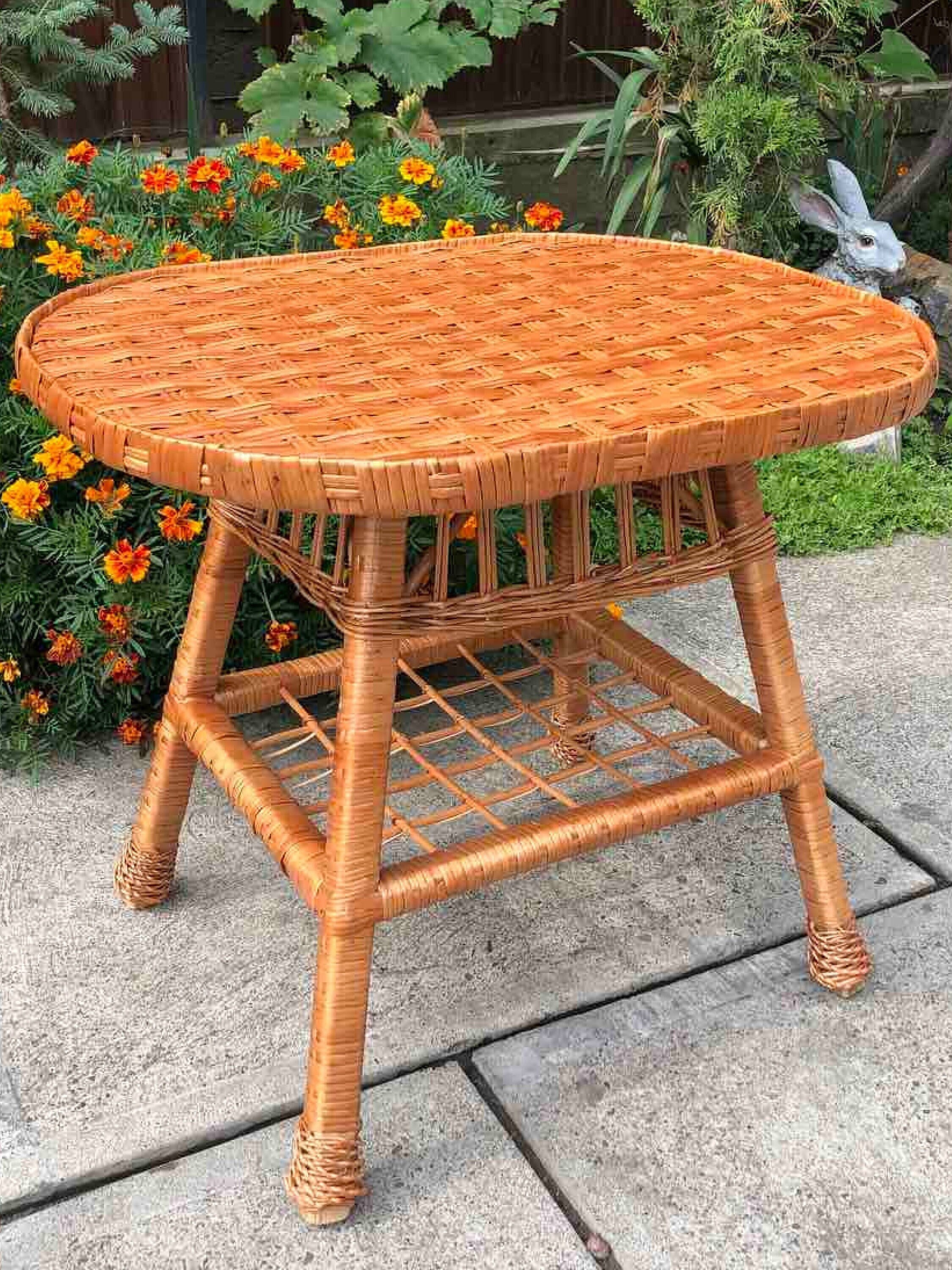 Rattan Coffee Table, Wicker Coffee Table, Boho Side Table, Tea Table