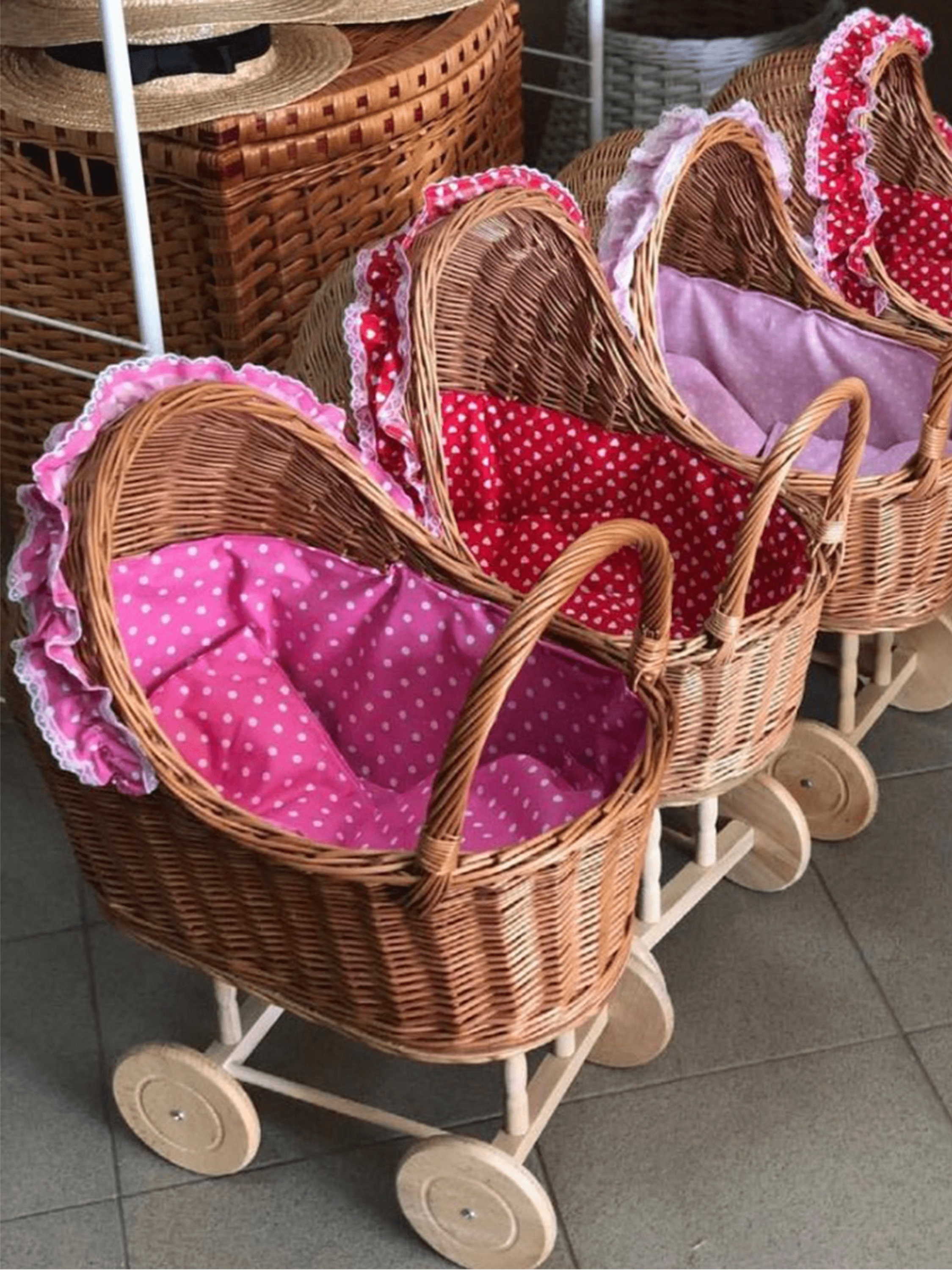 Wicker Doll Pram Rattan Baby Carriage Toy Doll Stroller Etsy