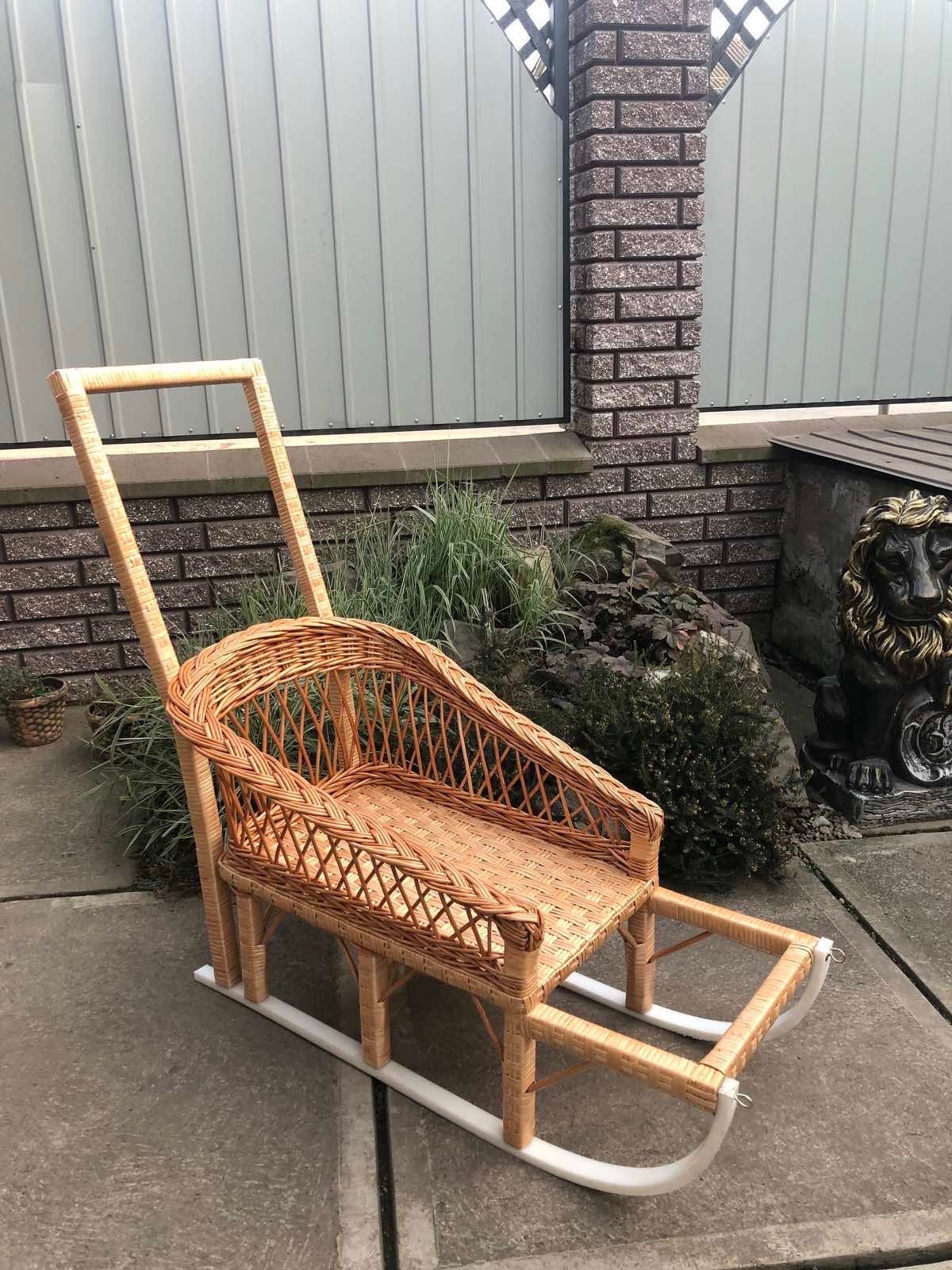 Wicker Sled with Wheels