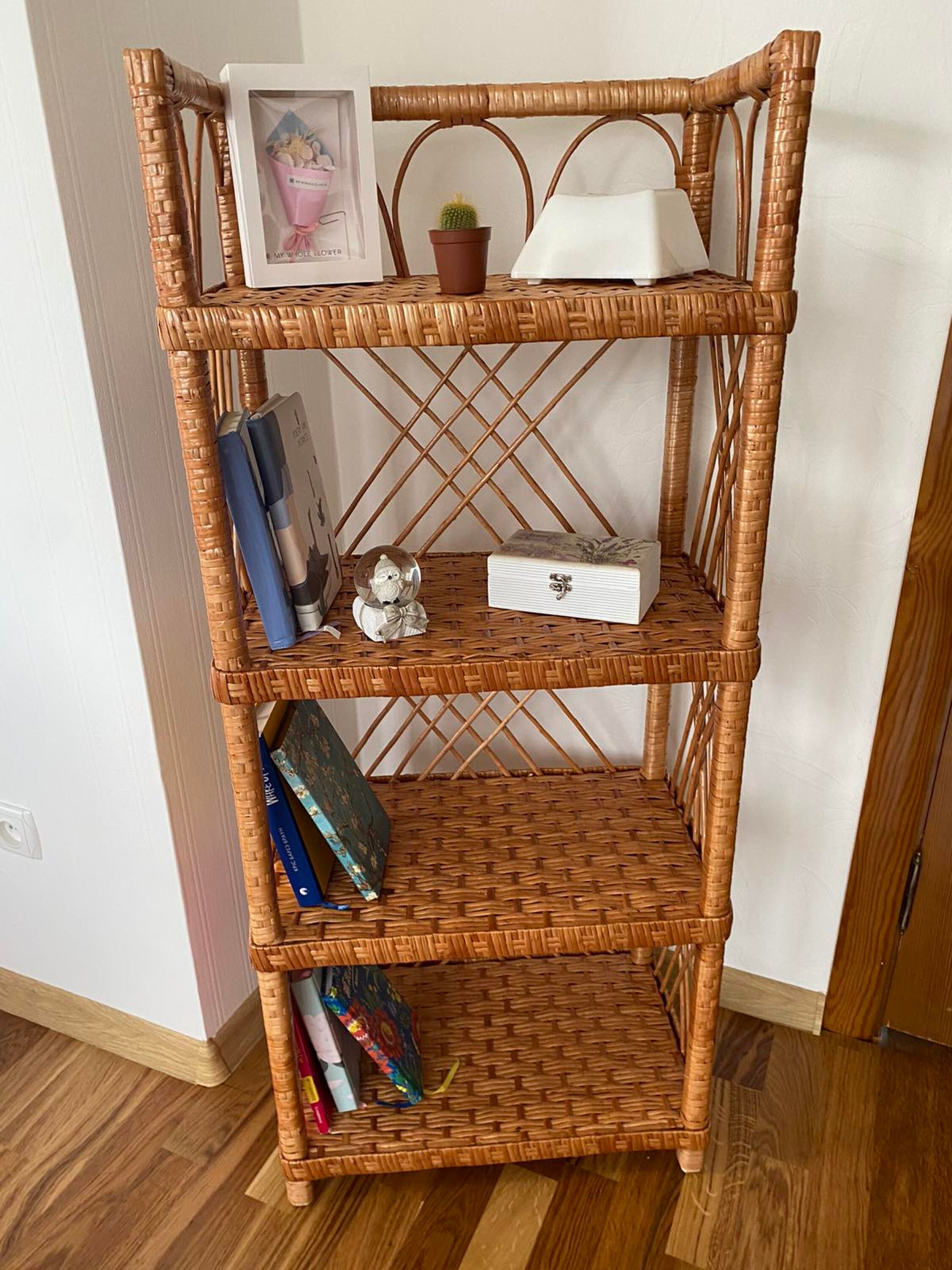 Wicker Shelving Unit, Rattan Storage Shelf, Kitchen Shelving Unit
