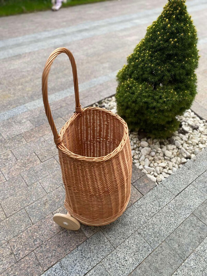 Wicker Trolley Rattan Shopping Trolley Shopping Cart Market Etsy