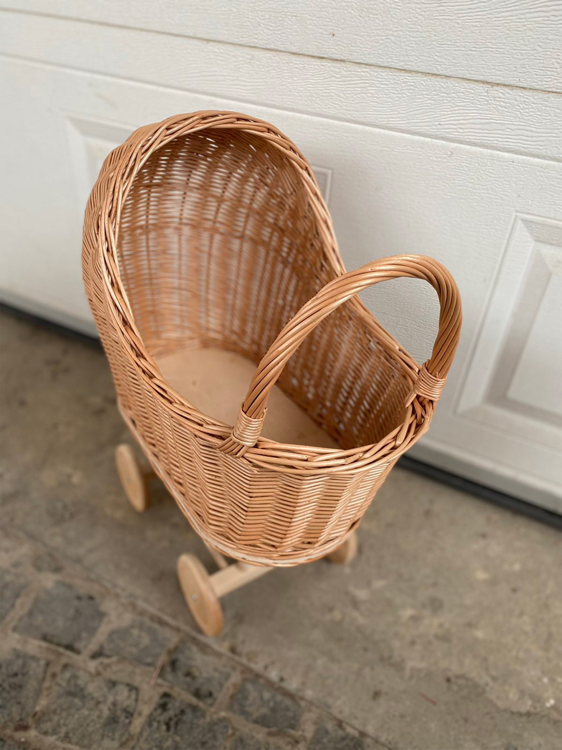 Wicker Doll Pram Rattan Baby Carriage Toy Doll Stroller Etsy