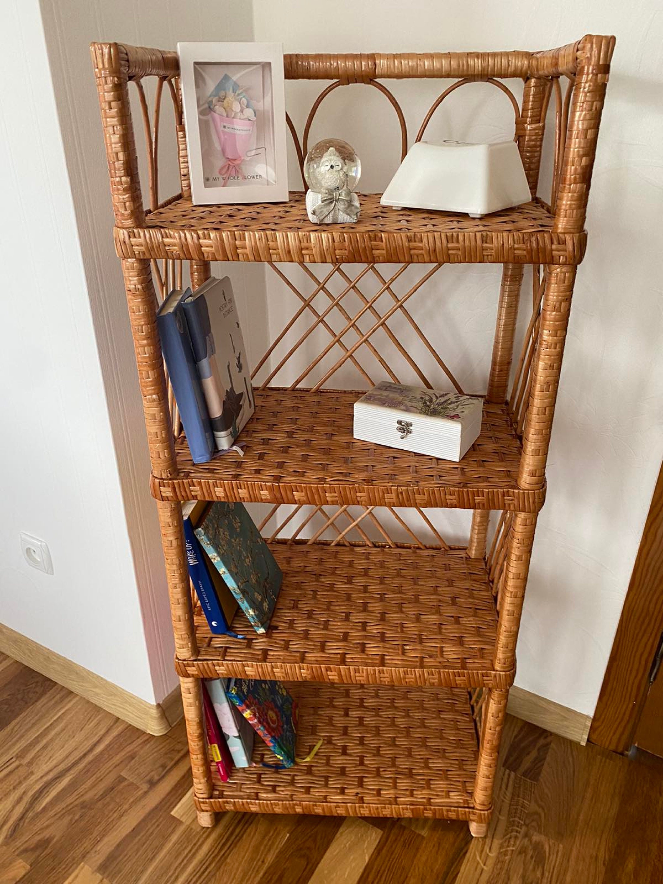 Wicker Shelving Unit, Rattan Storage Shelf, Kitchen Shelving Unit, Rattan Plant Stand, Bathroom