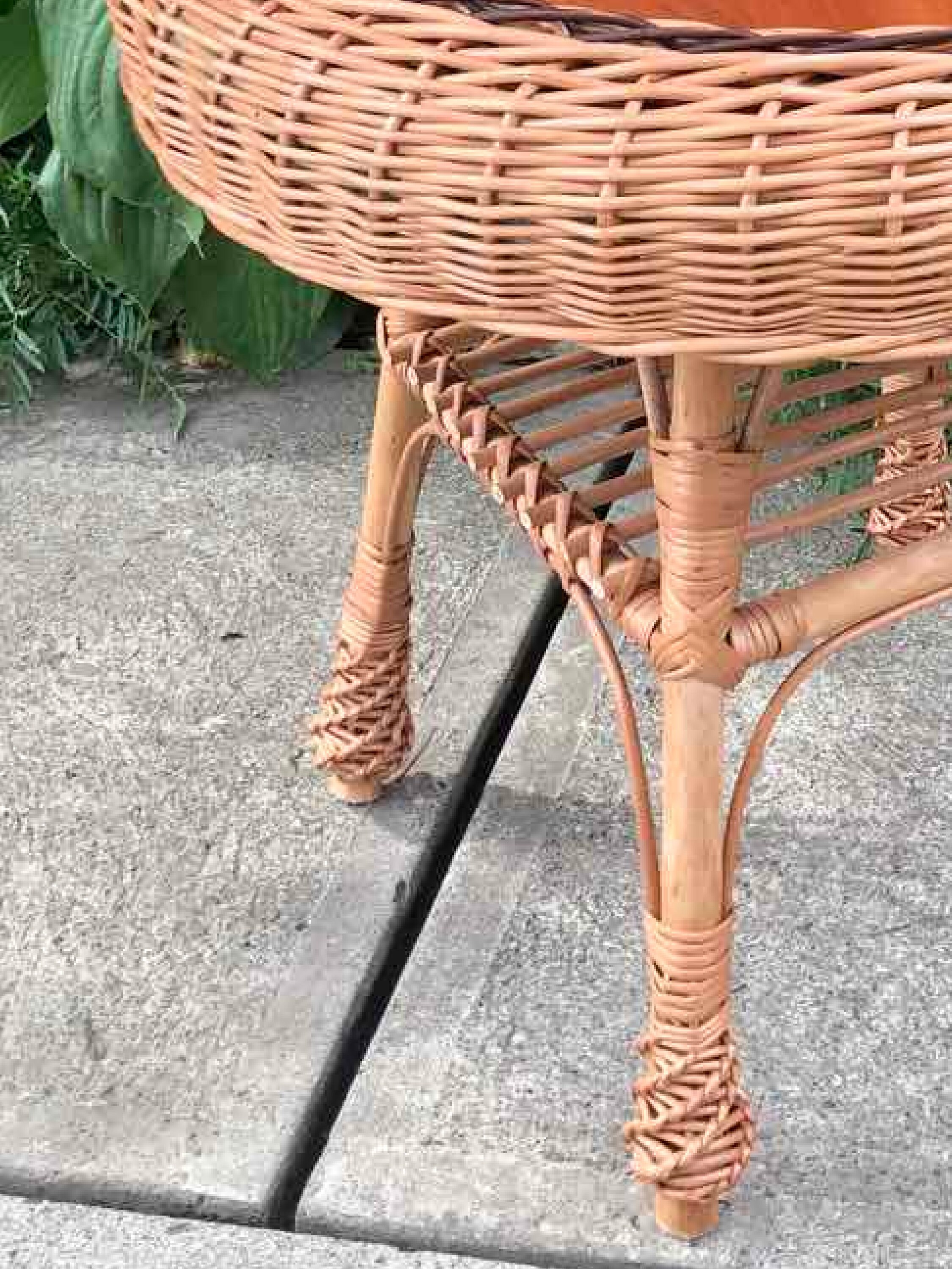 Boho Rattan Coffee Table, Round Coffee Table, Wicker Side Table, Wicker