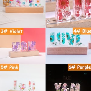 Personalized color letter dried flower resin name lamp,custom real flower nightlight,nice gift for Halloween Christmas,birthday wedding gift image 4