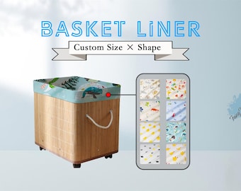 Custom size fabric basket liner, multiple cartoon pattern styles and colors, detachable and washable, children's toy storage basket liner