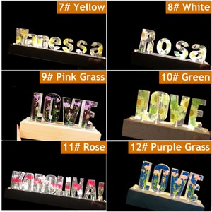 Personalized color letter dried flower resin name lamp,custom real flower nightlight,nice gift for Halloween Christmas,birthday wedding gift image 5