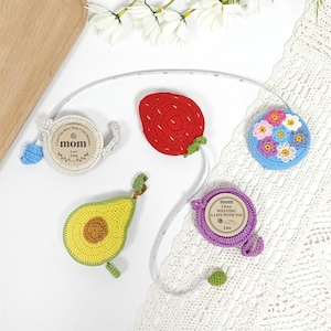 Söt tecknad frukt mini virkat måttband, anpassad logotypmärke, 150 cm/60 tum, mormors pensionspresent, present till mamma, fru, vän, dotter