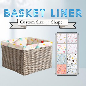 Custom all size cartoon pattern fabric basket liner, multiple styles and colors, detachable and washable,children's toy storage basket liner