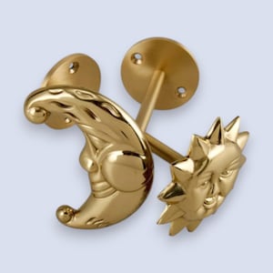 Hermosos alzapaños para cortinas con diseño de sol o luna / Alzapaños decorativos de cuerda para cortinas / Alzapaños de latón dorado / Alzapaños de lujo para cortinas