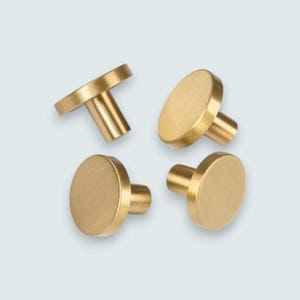 Minimalist Round Brass Knob | Kitchen Cabinet Knob | Drawer Knob | Furniture Knob | Cabinet Knob | Gold | Pulls Handles